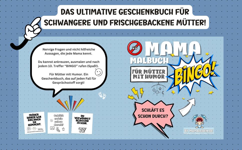 Geschenk für frische Mütter: Mama-Bingo Malbuch